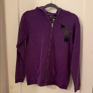 freecity Purple Zip-Up Hoodie with Hummingbird Graphic